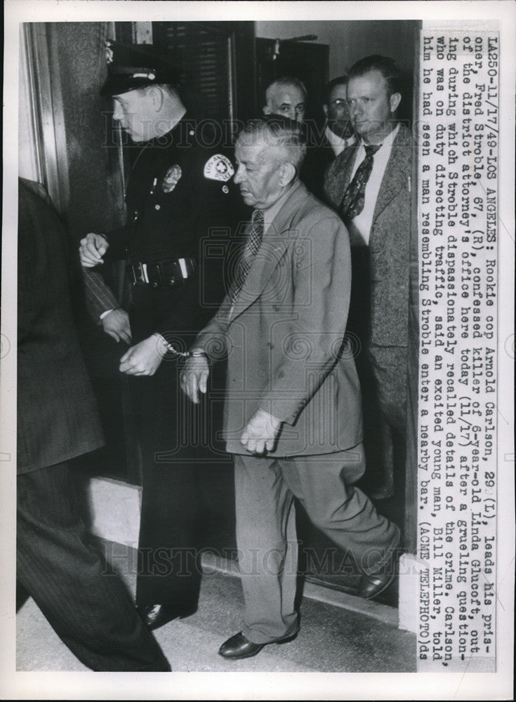1949 Cop A Carlson with killer Fred Stroble in custody - Historic Images
