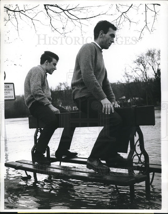 1968 Press Photo Marne River overflows bank in Damart, France - neb70607- Historic Images