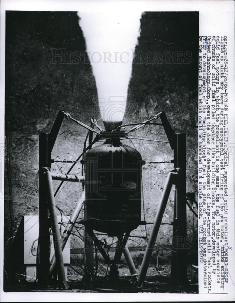 1960 Rocket Motor Made by United Technology Corpration - Historic Images