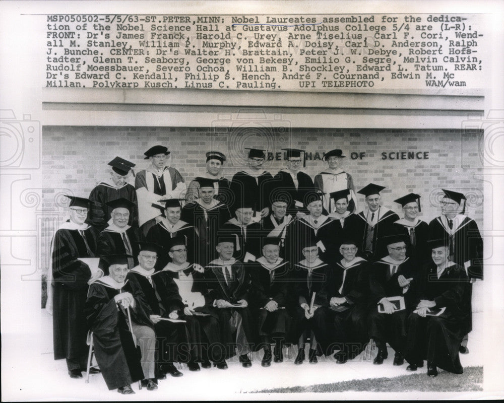 1963 Press Photo Nobel Laureates at Dedication Nobel Science Hall Gustavus Adolp - Historic Images