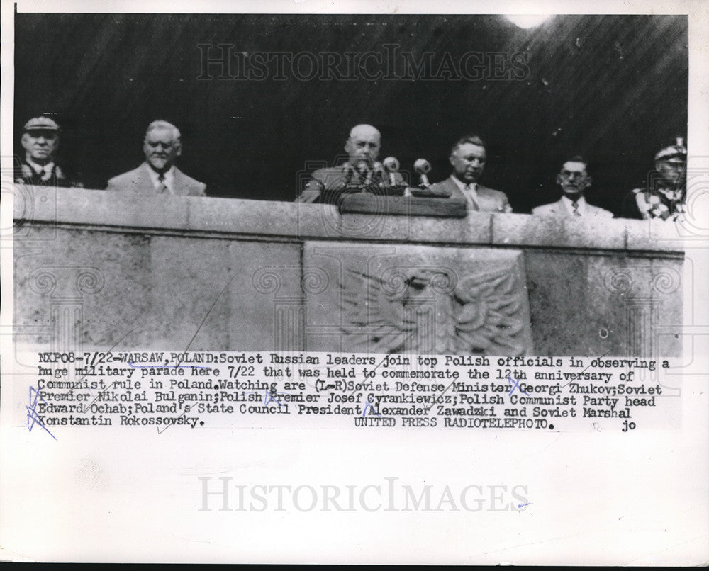 1956 Russian Leaders Join Polish Officials at Military Parade Warsaw - Historic Images