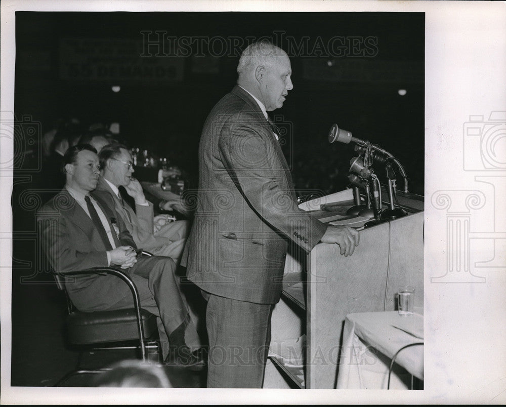 1955 Press Photo UAW-CIO convention in Cleveland, Ohio Meany &amp; Reuther - Historic Images