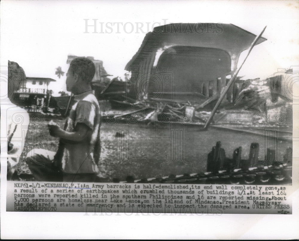 1955 Mindanao,Philippines, US Army barracks after earthquake - Historic Images