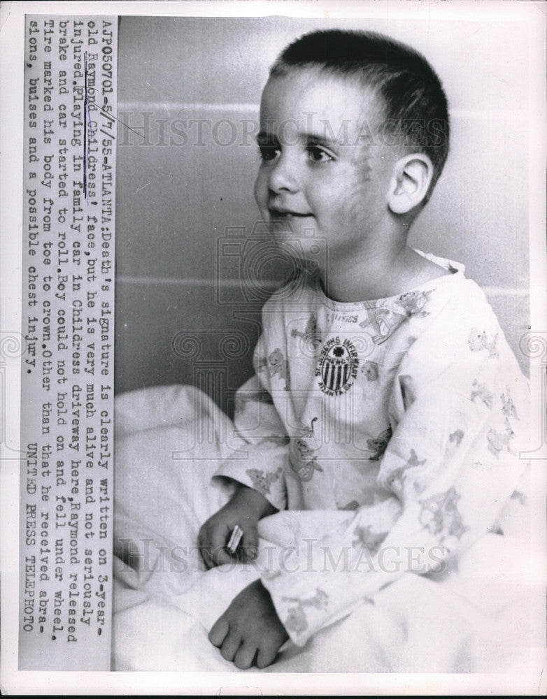 1955 Young Raymond Childress in the hospital in Atlanta Georgia - Historic Images