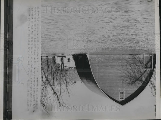 1952 Press Photo Floodwaters of Minnesota & Mississippi Rivers up to hayloft - Historic Images