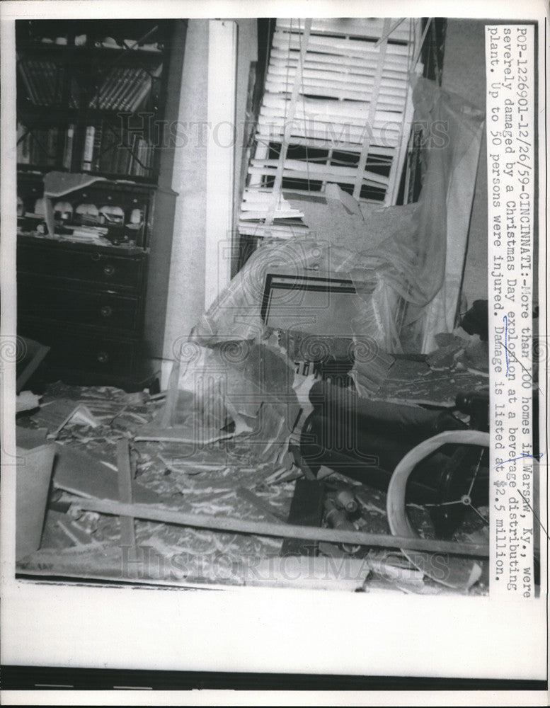 1959 Press Photo Cinncinati, Ohio Explosion damage at beverage dist, company-Historic Images