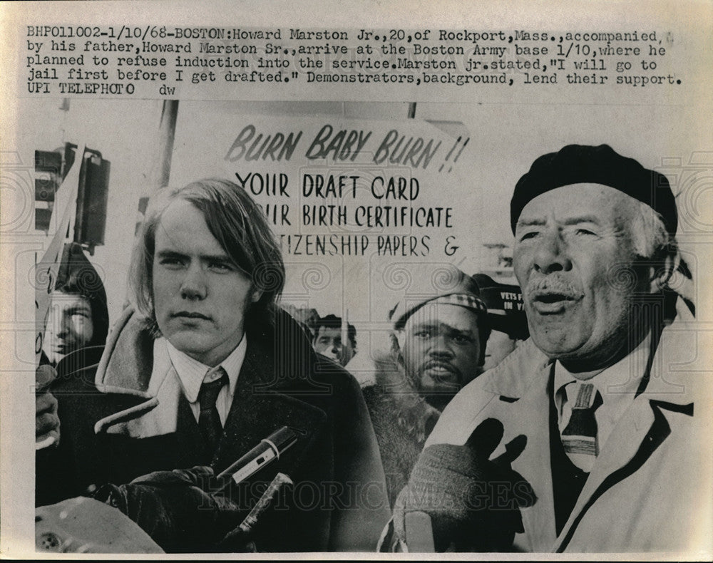 1968 Press Photo Howard marston Jr. and father Howard Marston Dr. at Boston Army - Historic Images