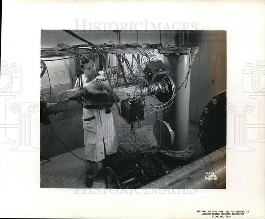 Engineer Checks Pressure Tubes at Aircraft Engine Research Lab - Historic Images