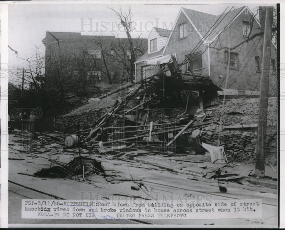 1955 Pittsburgh Roof Blown off Building &amp; Hit House Across Street - Historic Images