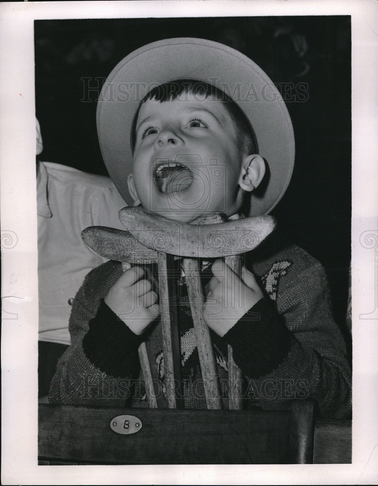 1950 Seven Year Old Larry Mascaro Enjoys The Circus  - Historic Images