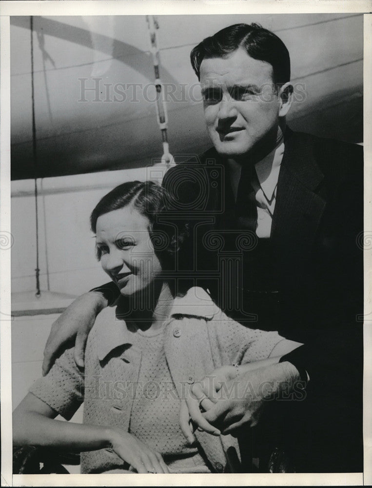 1934 Press Photo Joe Cronin Manager Washington Senators Newlyweds Bride Mildred - Historic Images