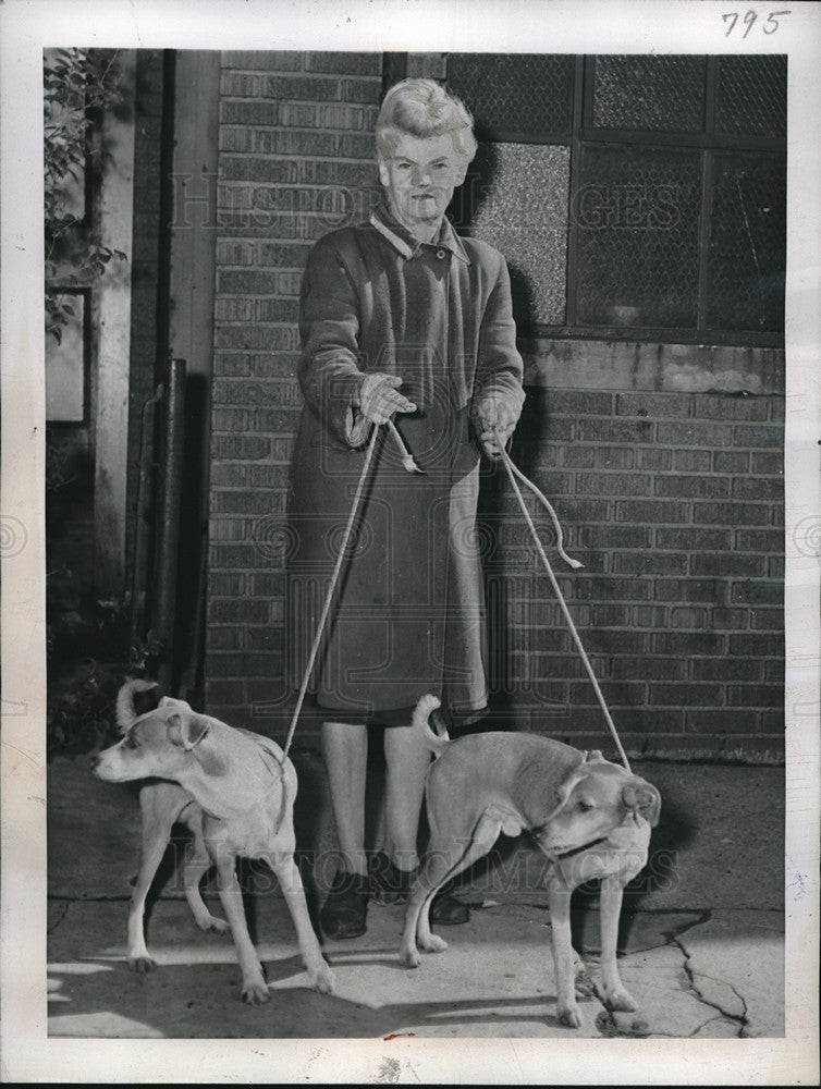 1945 Press Photo NYC, Shirley H Duncan &amp; stray dogs she cares for - Historic Images