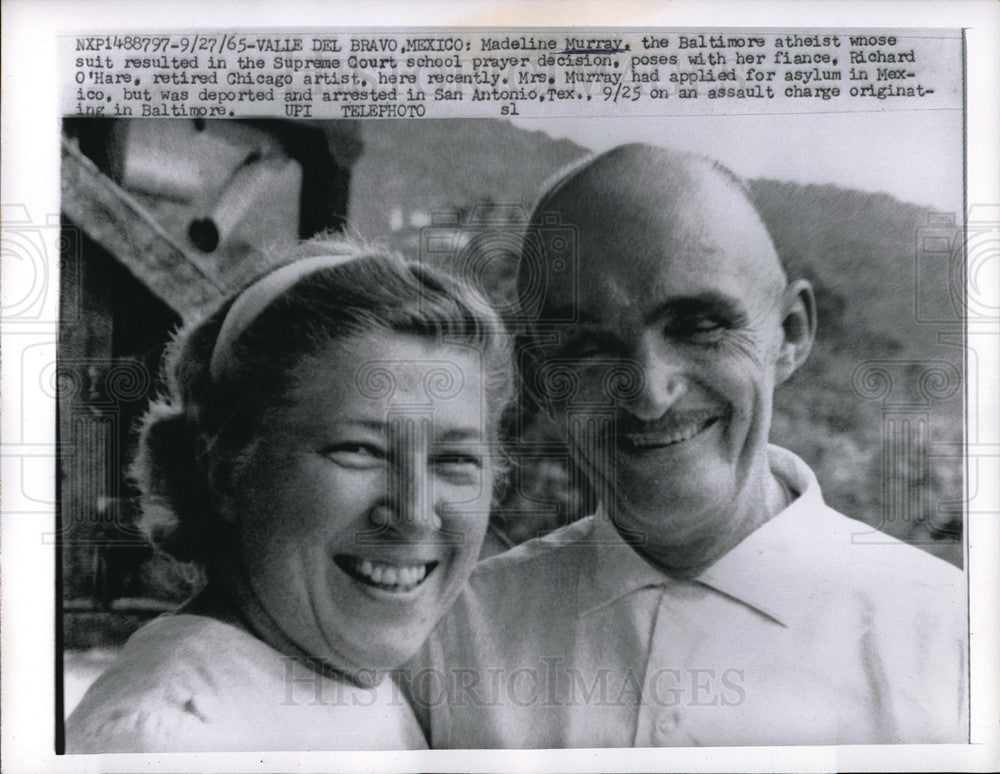 1965 Press Photo Valle Del Braco, Mexico Madeline Murray &amp; fiancé Richard O&#39;Hare - Historic Images