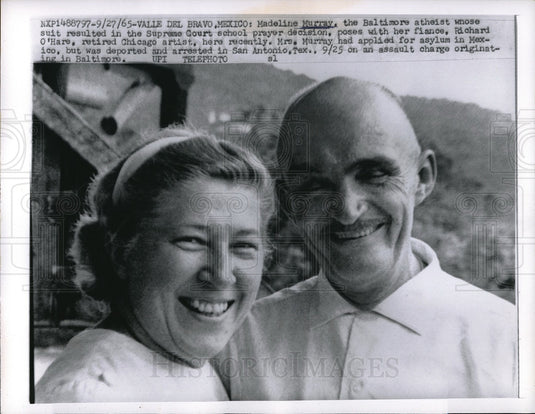 1965 Press Photo Valle Del Braco, Mexico Madeline Murray & fiancé Richard O'Hare - Historic Images