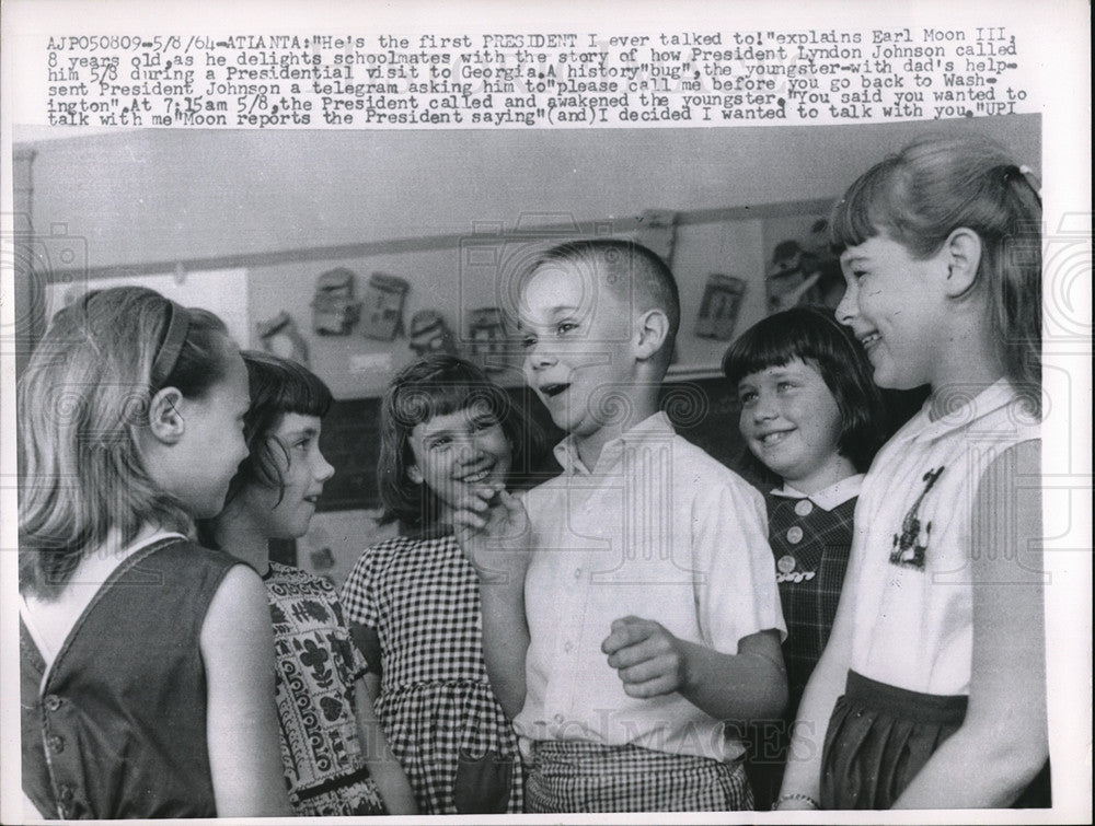 1964 Press Photo Atlanta, Ga E Moon II &amp; classmates after meeting Pres. Johnson - Historic Images