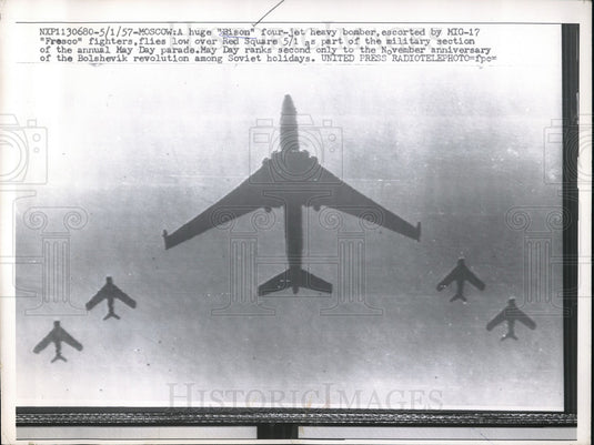 1957 "Bison" Bomber Escorted By MIG - Historic Images