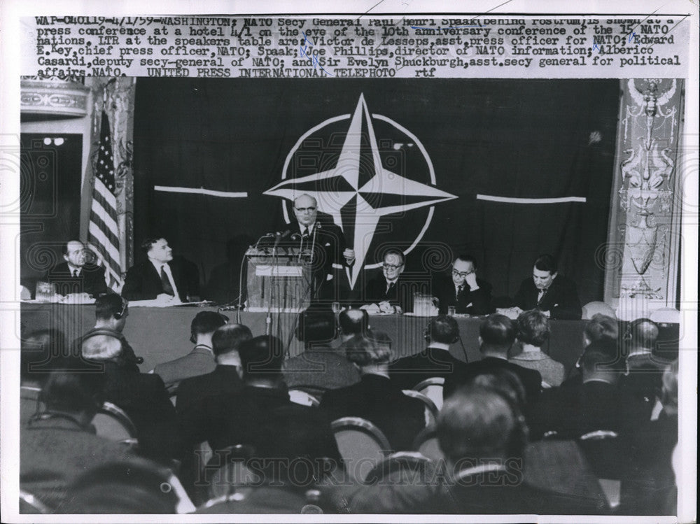 1959 Press Photo NATO Secy-General Paul Henri Spaak 10th Anniversary Conference - Historic Images