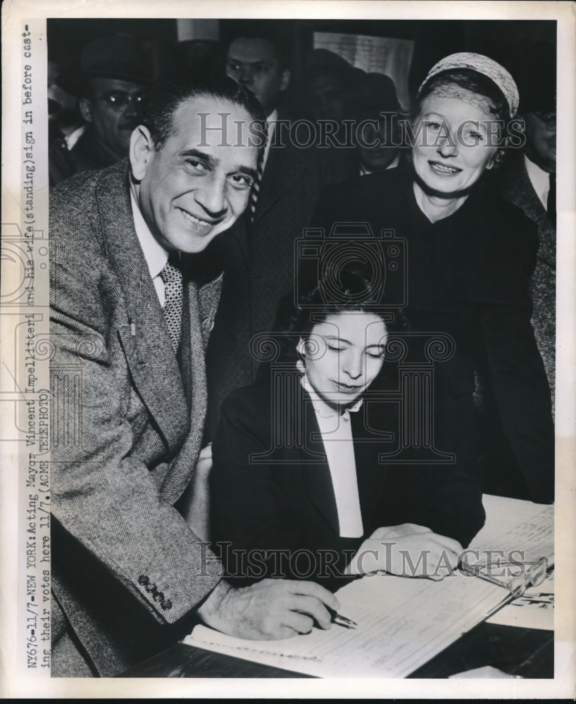 1950 Acting Mayor Vincent Impellitteri with his wife in New York - Historic Images