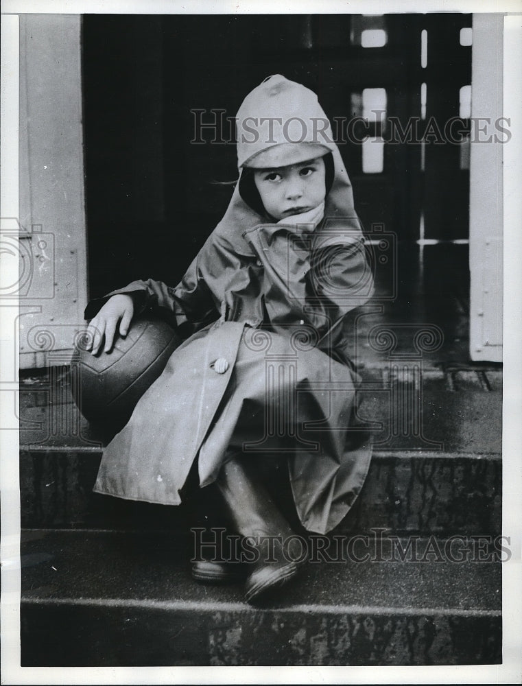 1962 Salinas, Calif. Lori Hamburger in her rain gear - Historic Images