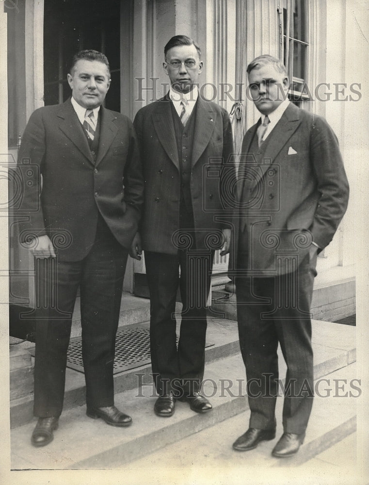 1929 Press Photo Pres.Hoover secretaries, L Richey,W Newton,G akerson - Historic Images