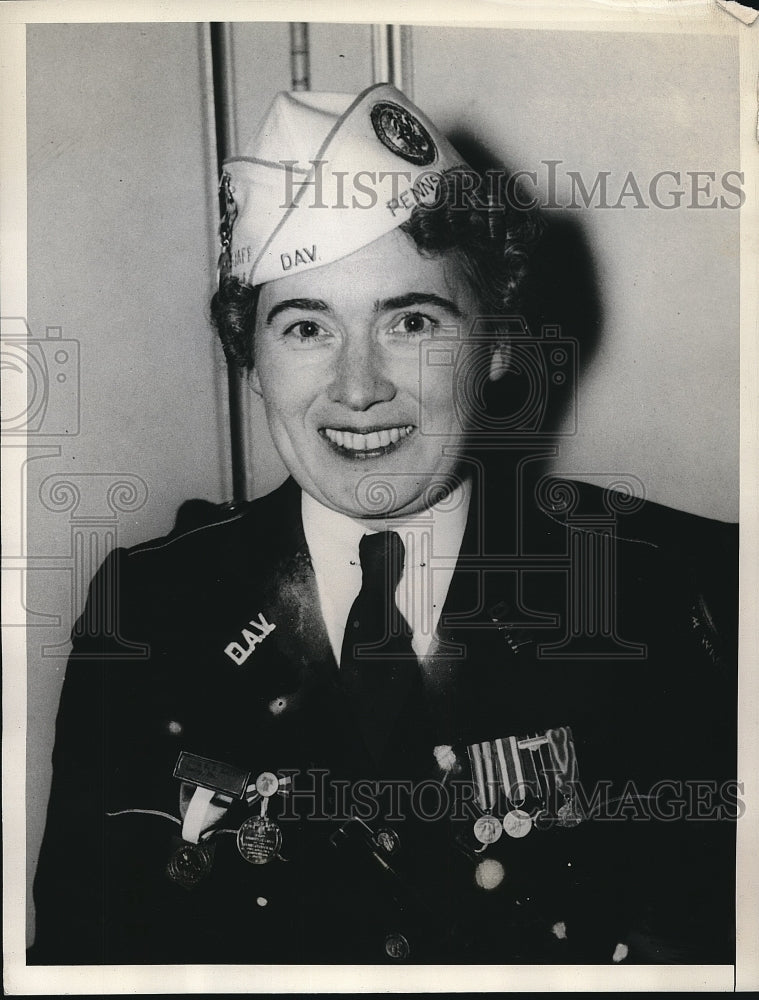 1937 Press Photo Mrs. Julia Hamil McGinty, First Woman Commander Disabled Vets - Historic Images