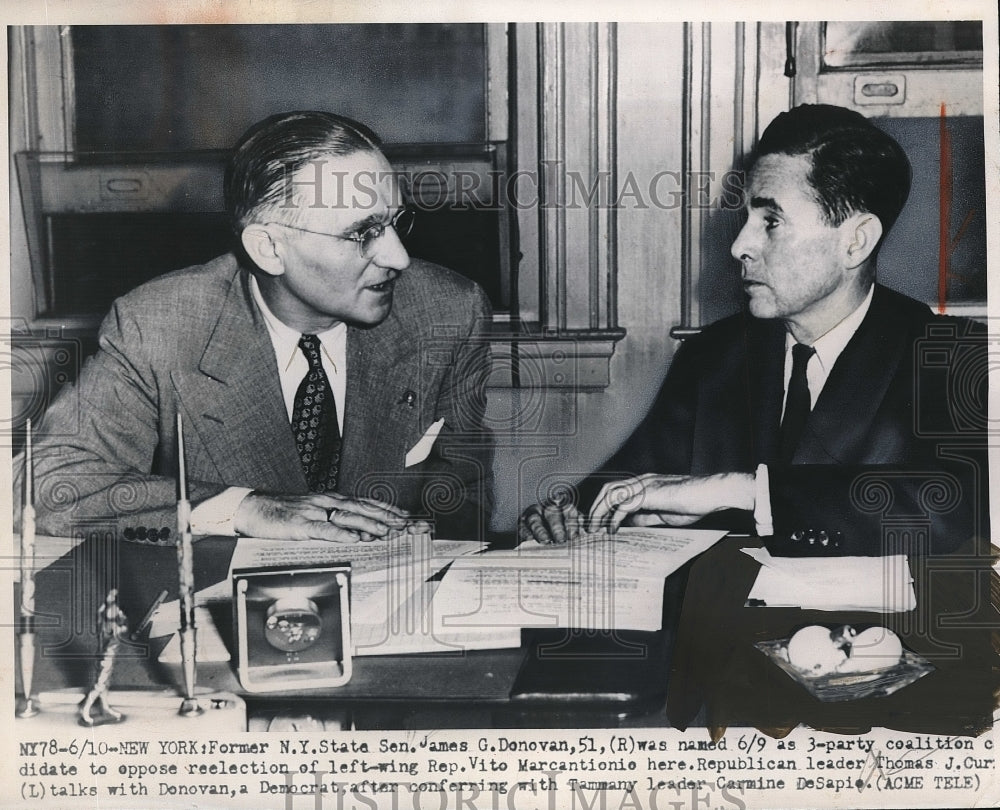 1950 Press Photo NYC, Former State Sen James Donovan & Rep Vito Marcantionio - Historic Images