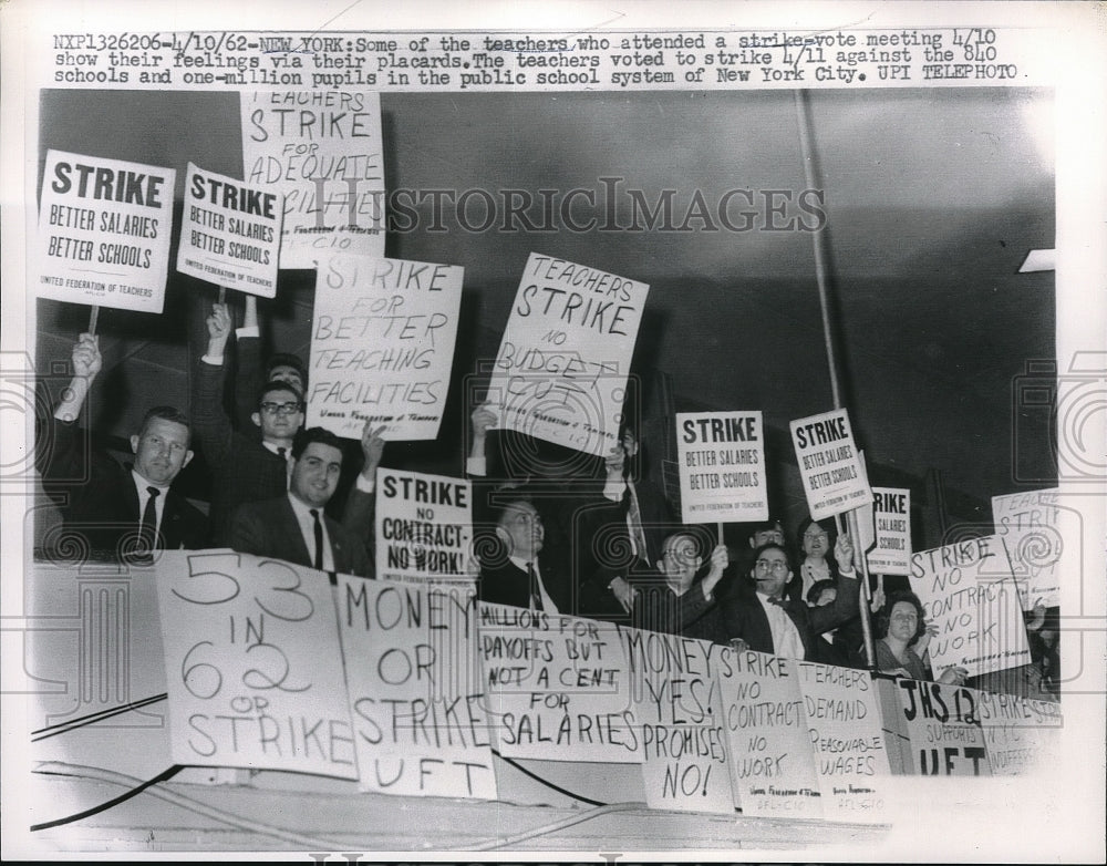 1962 New York Teachers Attend Strike Vote Meeting  - Historic Images