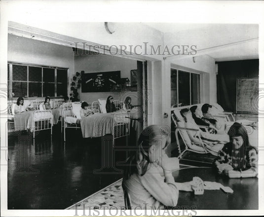 1970 Press Photo St Gervais, France interior of Roc de Fizee sanotarium - Historic Images