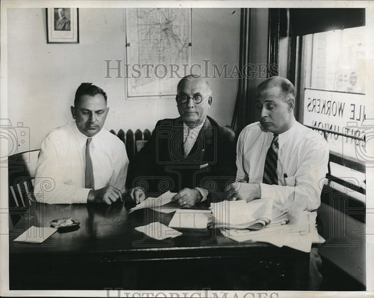 1934 Press Photo Pawtucket Rhode Island Joseph Sylvia Union Officials - Historic Images