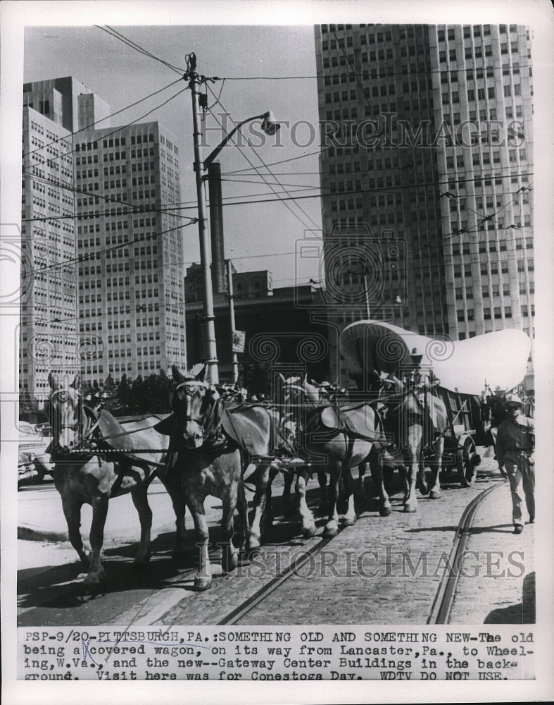 1954 Pittsburgh Pennsylvania Lancaster Horse Drawn Wagon  - Historic Images