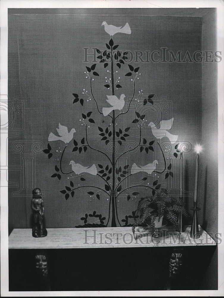 1962 Press Photo Painted Tree Mural Art In Church - Historic Images