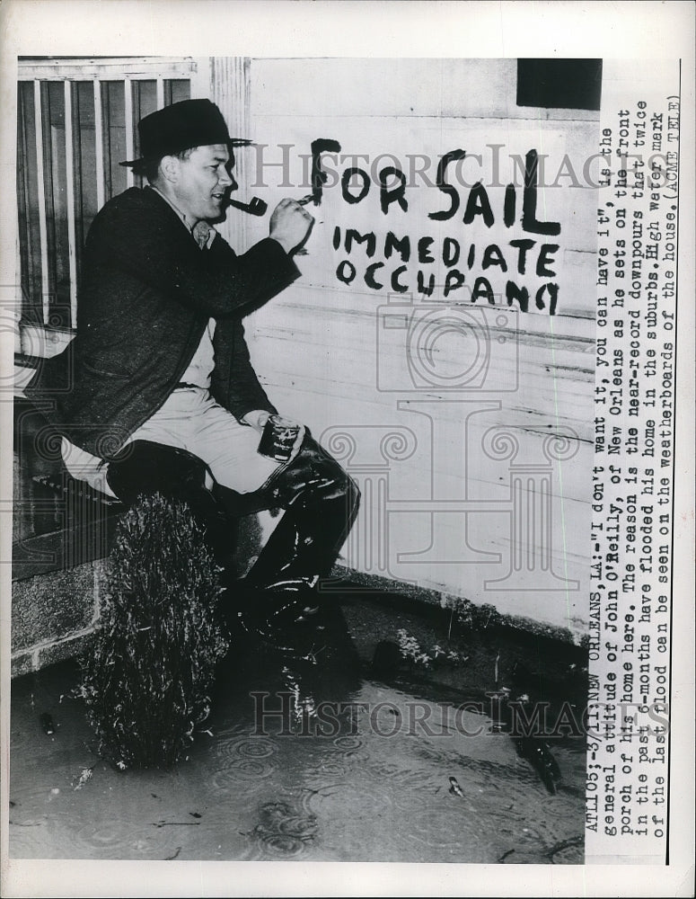 1948 Press Photo New Orleans Flooding John O&#39;Reilly Home - Historic Images