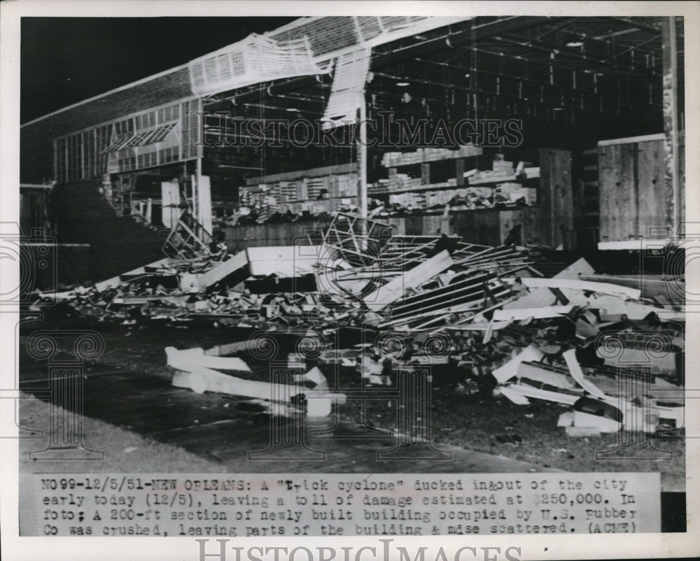 1951 Press Photo Cyclone damaged new US Rubber building . in New Orleans-Historic Images