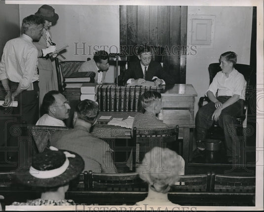 1938 Press Photo Juvenile Bicycle Traffic Court violators of traffic & safety - Historic Images