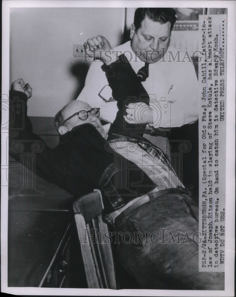 1953 Press Photo John Cahill Detective Edward Koch - Historic Images