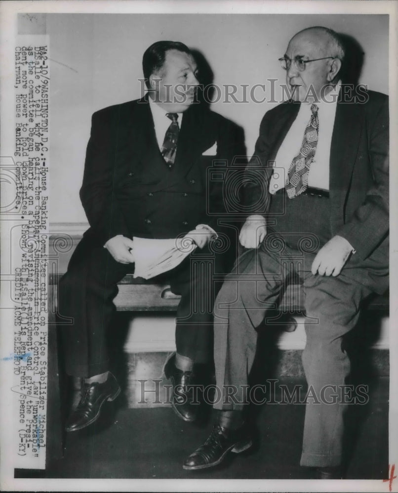 1951 Press Photo Wash.D.C. House Banking Comm, Michael DiSalle, Rep B Spence-Historic Images