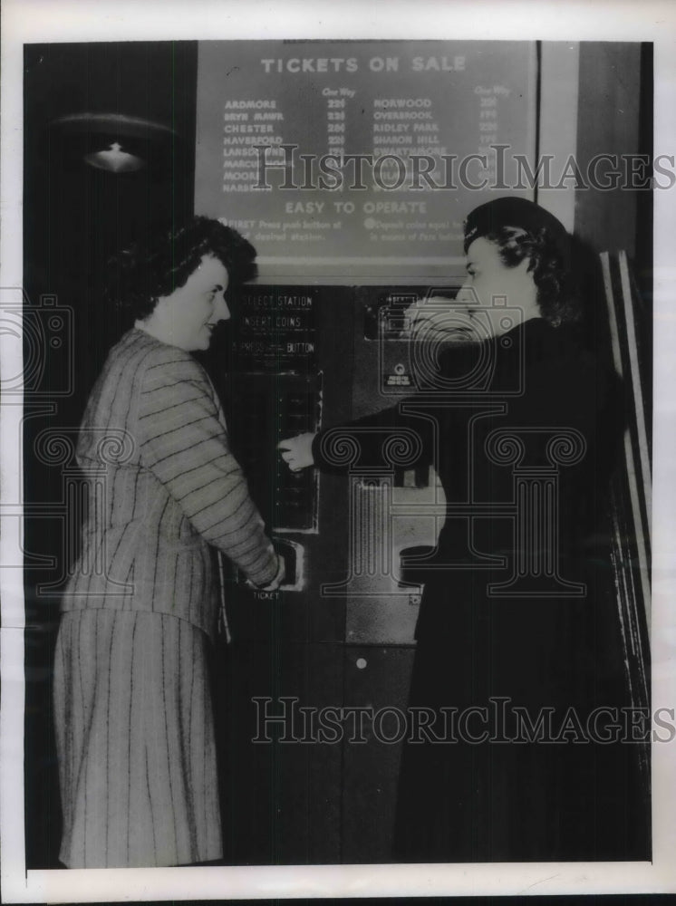 1946 Phila.PA. Edith Greene &amp; Penn RR ticket machine-Historic Images