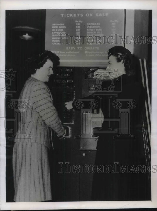 1946 Phila.PA. Edith Greene & Penn RR ticket machine-Historic Images