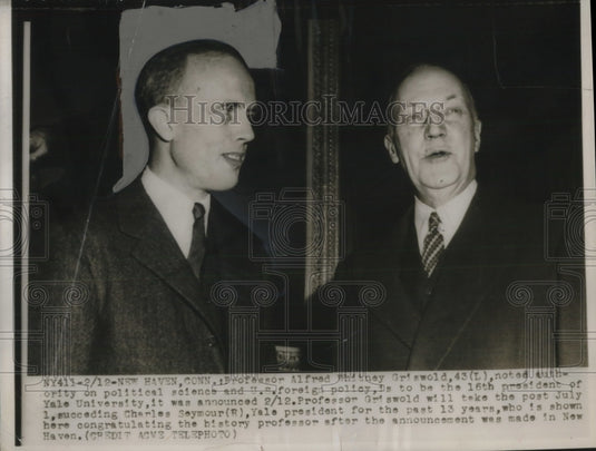 1950 Prof. Alfred Whitney Griswold, Charles Seymour, Yale President - Historic Images