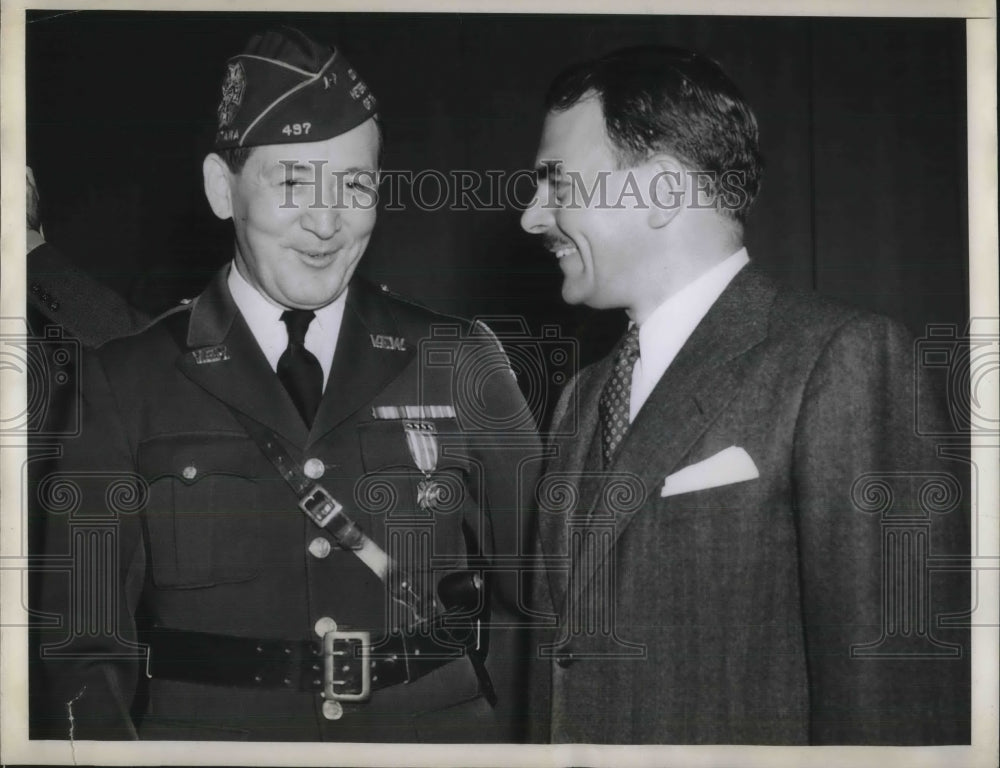 1943 Press Photo NYC, VFW Convention, Rbt Merrill &amp; NY Gov Thomas Dewey - Historic Images