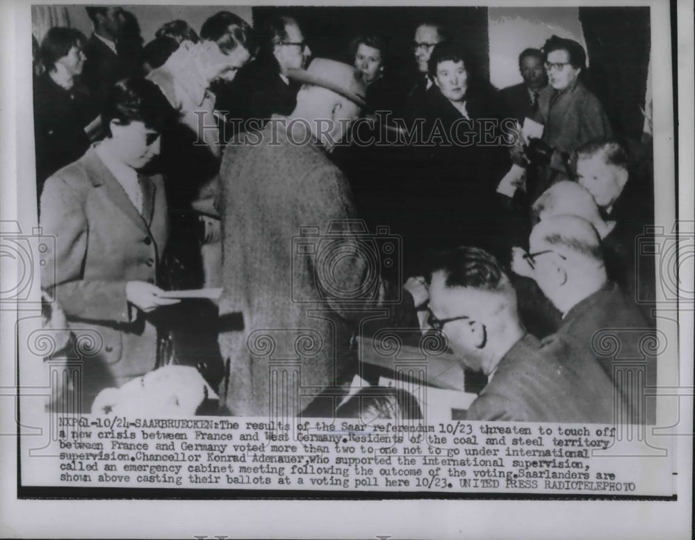 1955 Press Photo Results of Sear Referendum Threatens New Crisis France &amp; W Germ - Historic Images