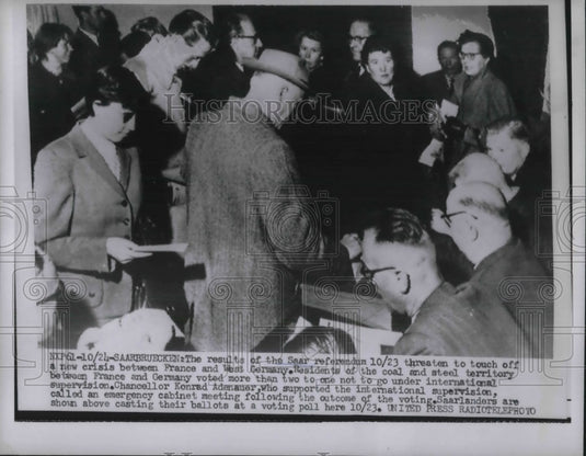 1955 Press Photo Results of Sear Referendum Threatens New Crisis France & W Germ - Historic Images