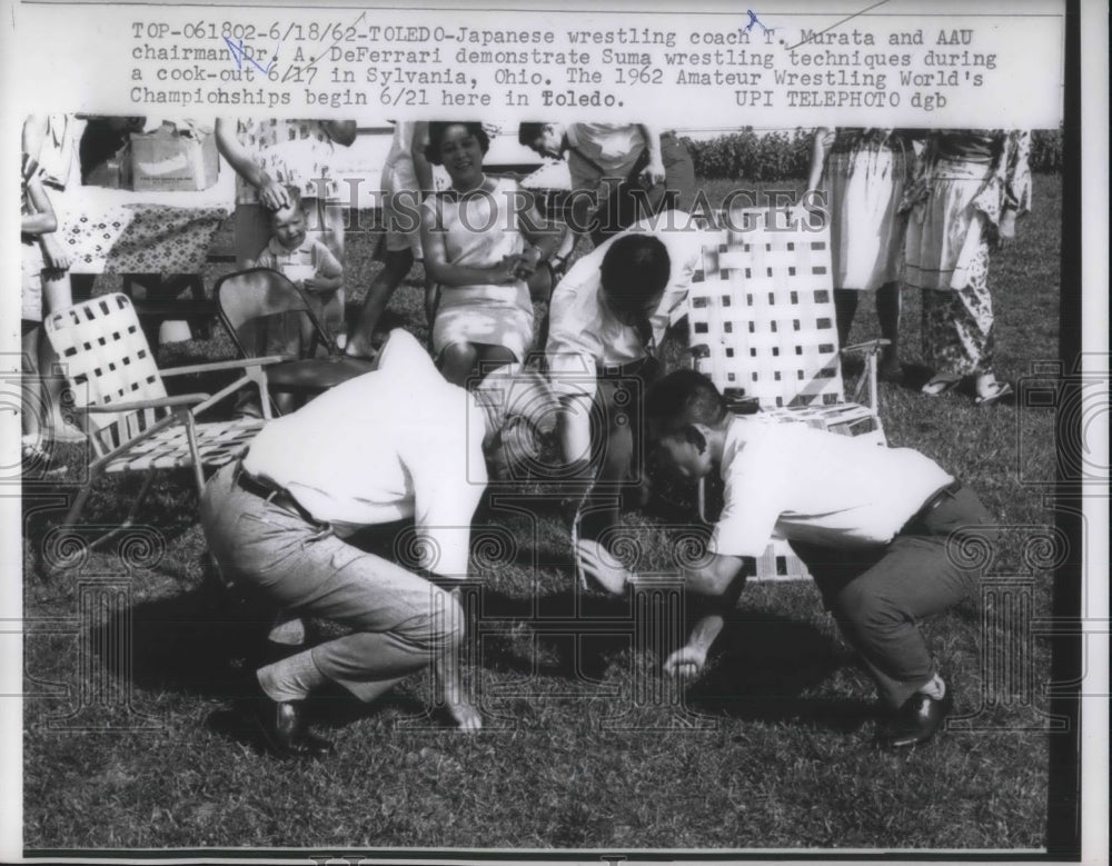 1962 Japanese Wrestling Coach T Murata &amp; AAU Chairman Dr DeFerrari - Historic Images