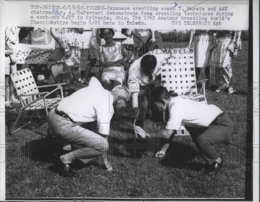 1962 Japanese Wrestling Coach T Murata & AAU Chairman Dr DeFerrari - Historic Images