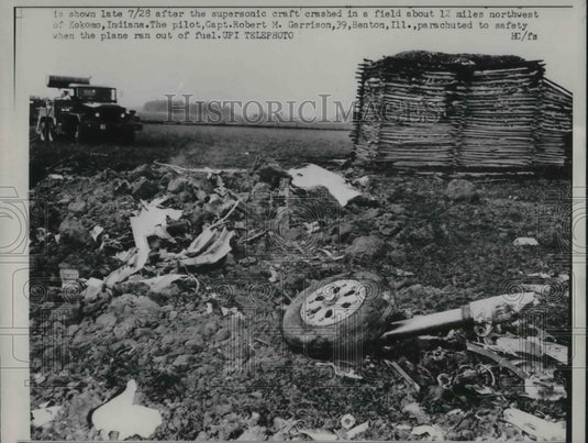 1961 Press Photo Wreckage of supersonic plane crash at Kokomo, Ind. - neb75655 - Historic Images
