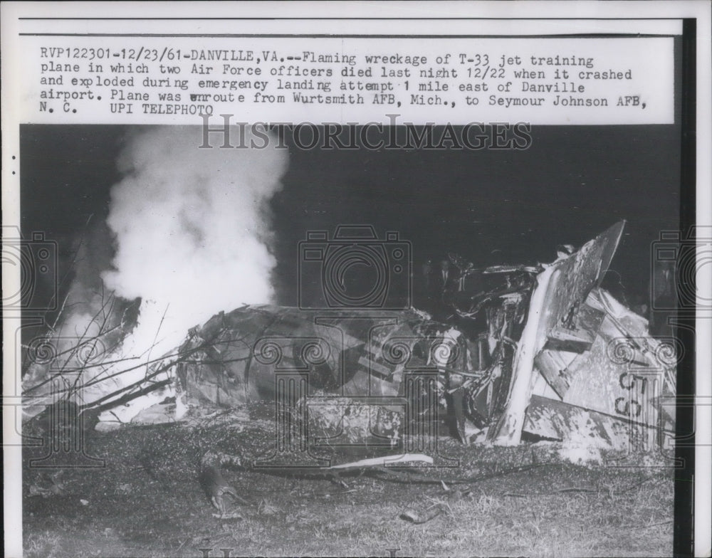 1961 Danville,Va burning wreckage of T - Historic Images