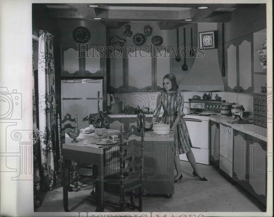 1963 demonstration of movable cubes that extend kitchen space-Historic Images