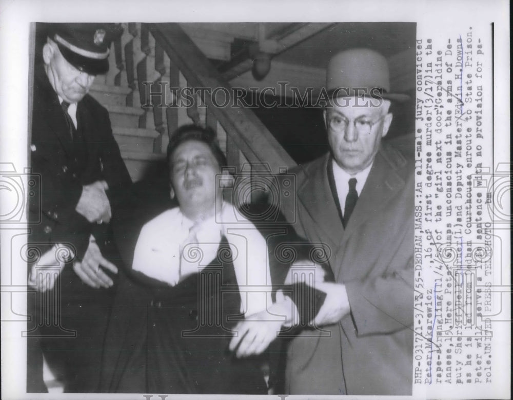 1955 Press Photo Dedham, Mass. jury convicts Peter Makarewicz of murder-Historic Images