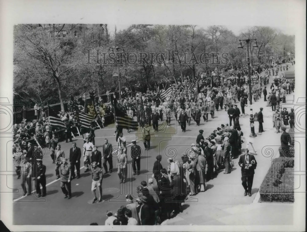 1949 Press Photo Americanism Day May Day parade on 5th Ave in Cleveland, Ohio - Historic Images