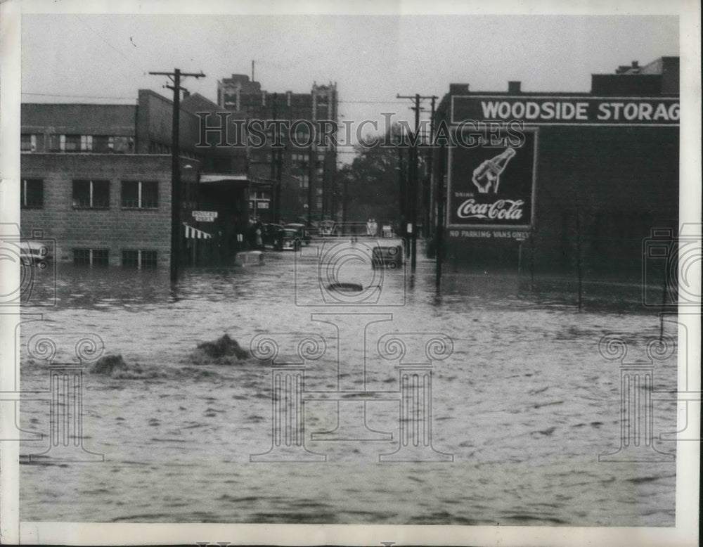 1944 heavy rain causes flooding in Atlanta near famed Five Points-Historic Images